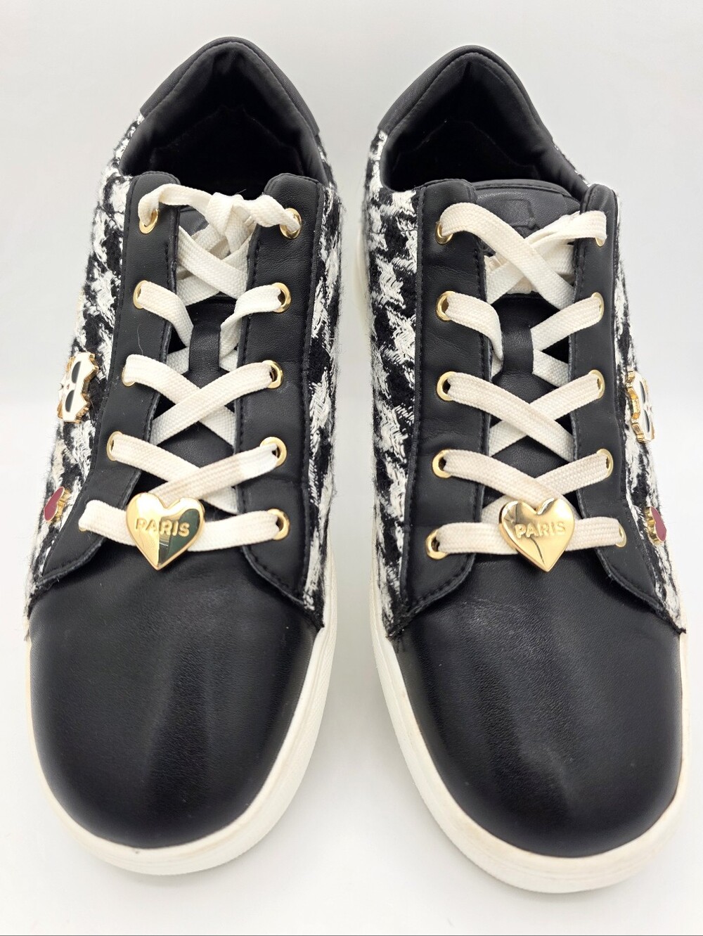 Karl Lagerfeld‎ Paris Sneakers Womens 11 Tweed Houndstooth Charm Lace Up